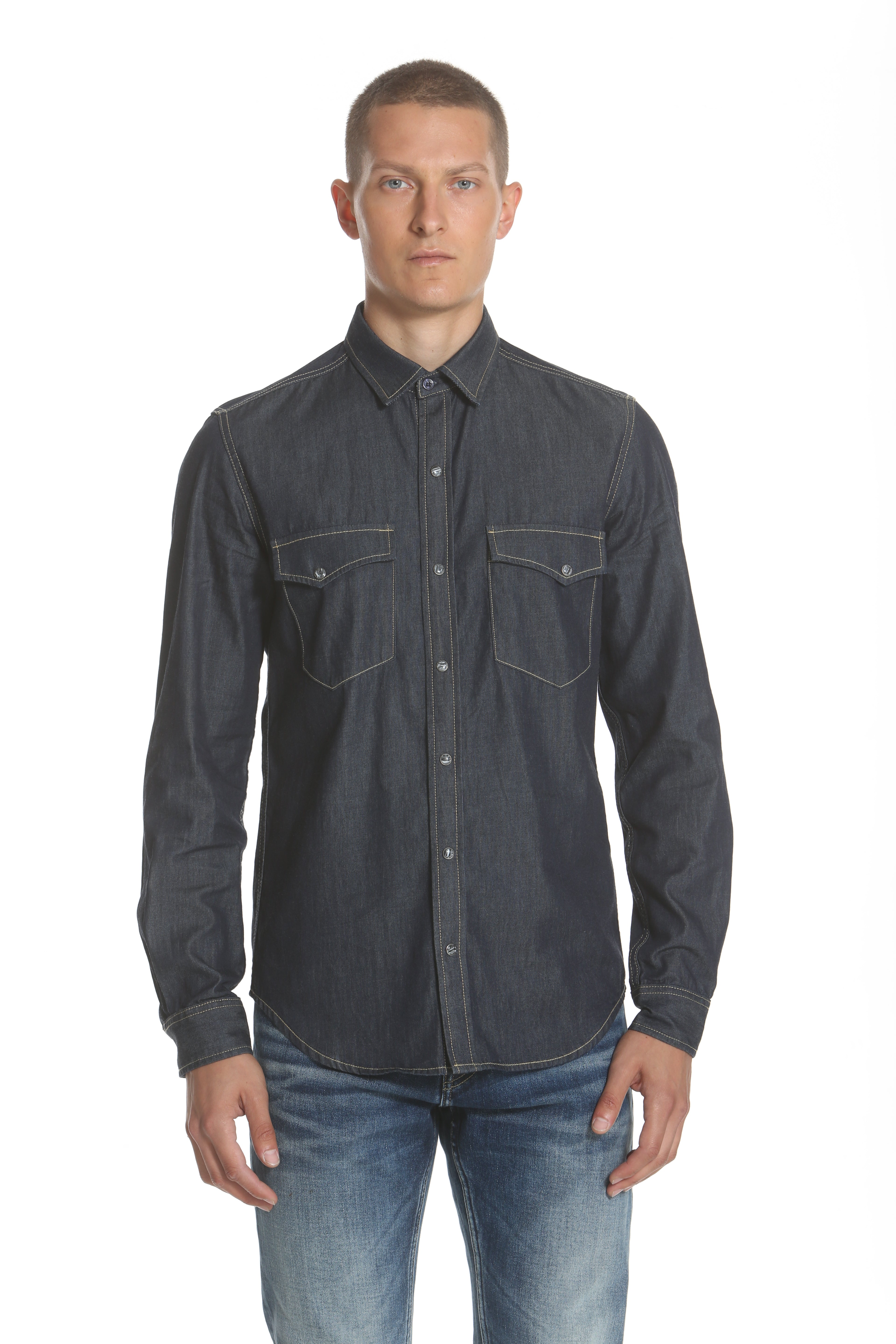 Western Denim Shirt - Dark Indigo – VIGOSS USA