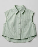 Sleeveless Striped Button Down