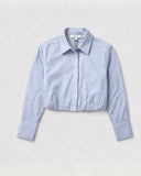 Pinstripe Pleated Button Up Top