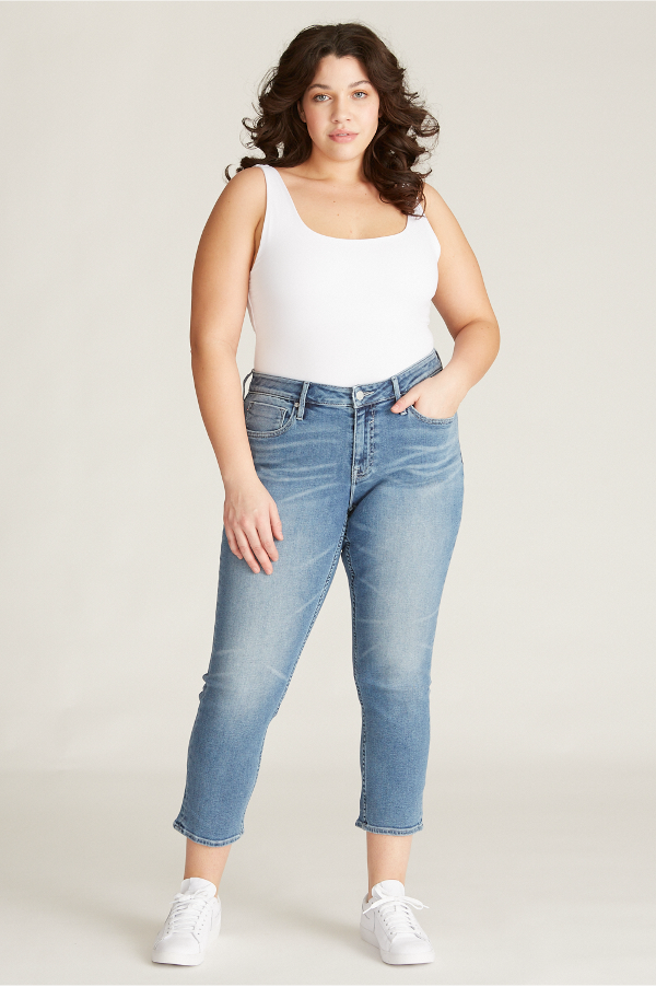 Marley Mid Rise Crop Skinny Plus Size Medium Wash VIGOSS USA