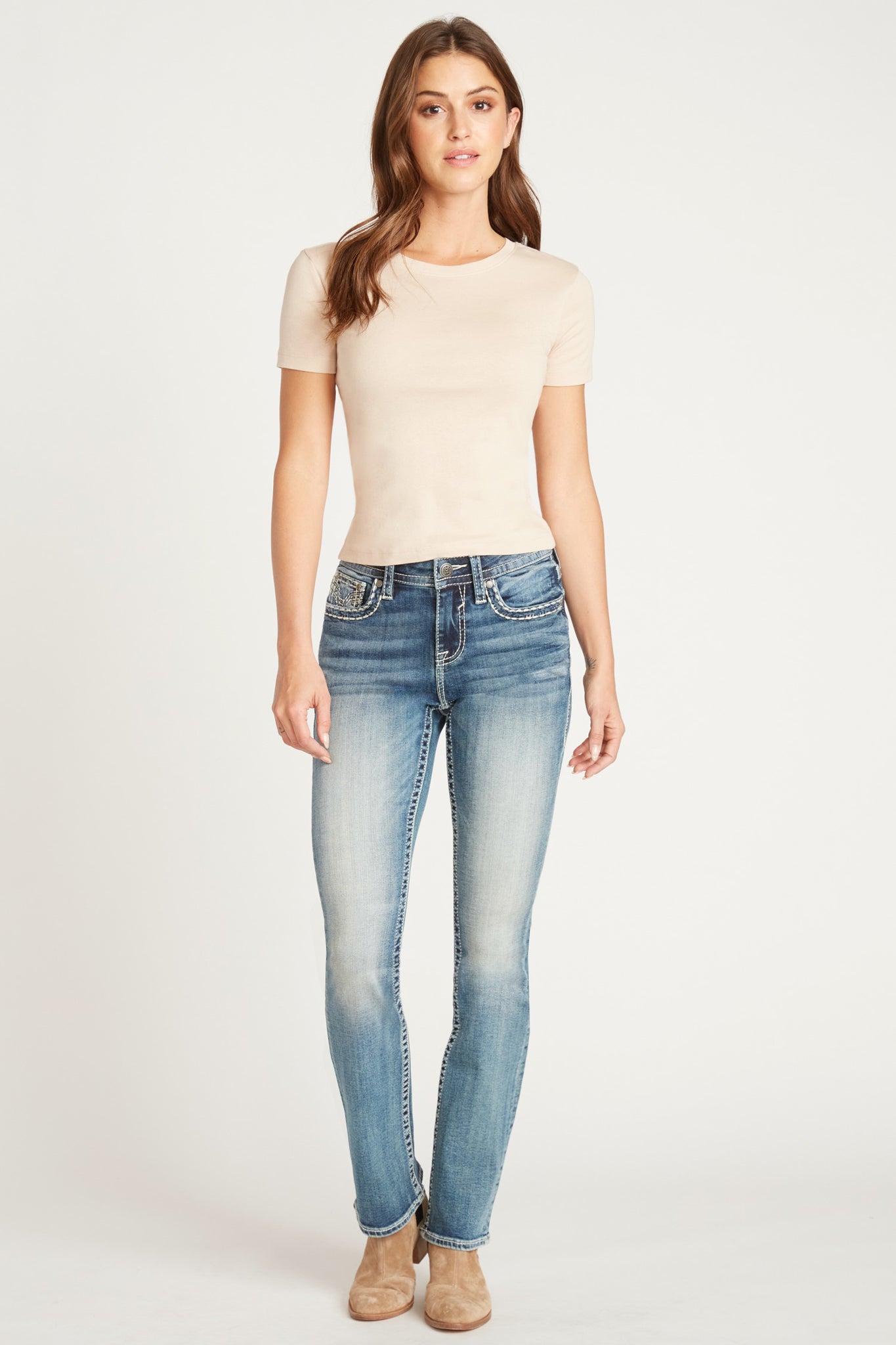 Load image into Gallery viewer, STELLA V STITCH BOOT CUT - MEDIUM WASH