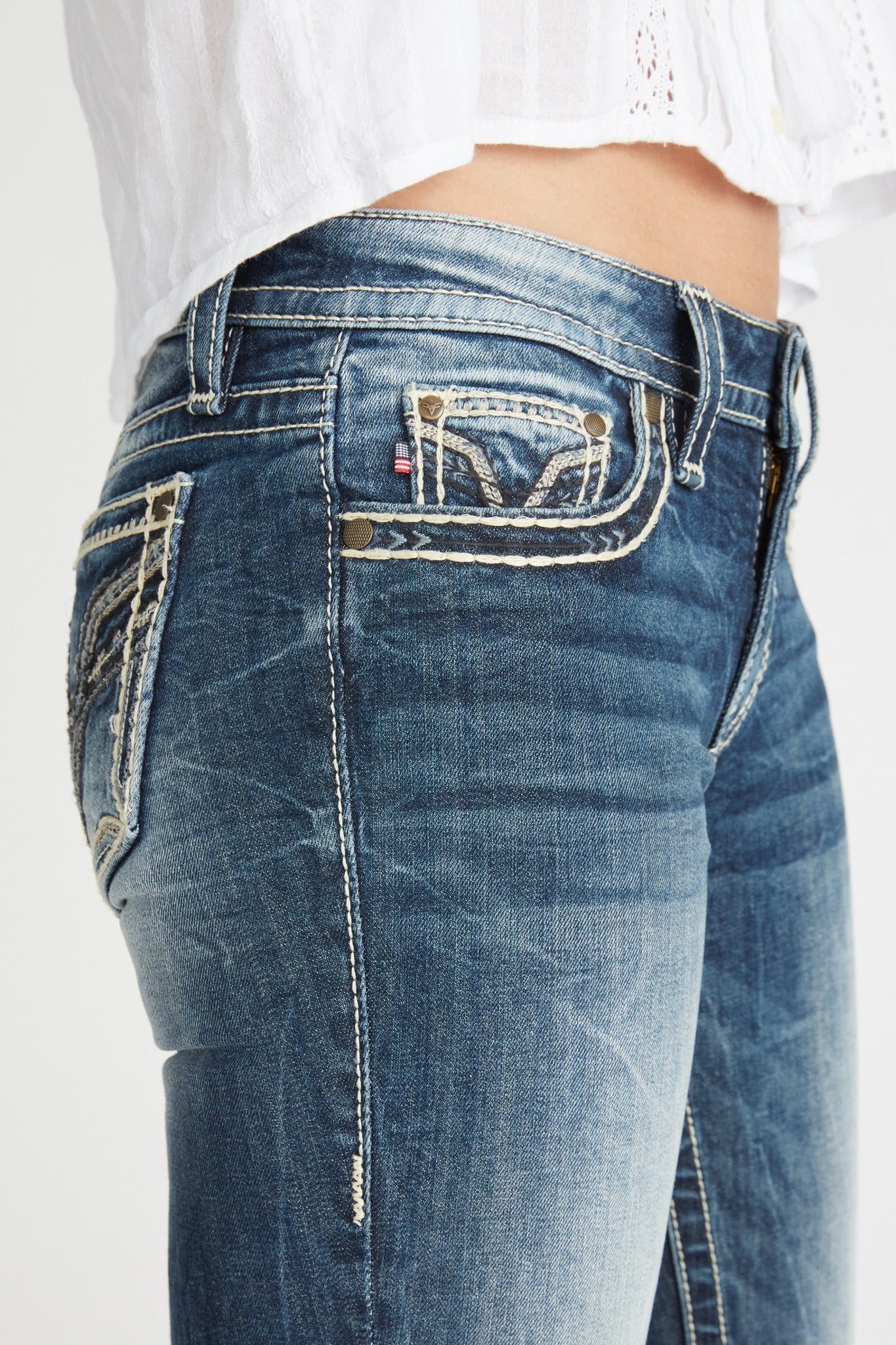 Load image into Gallery viewer, STELLA V STITCH BOOT CUT - DARK WASH