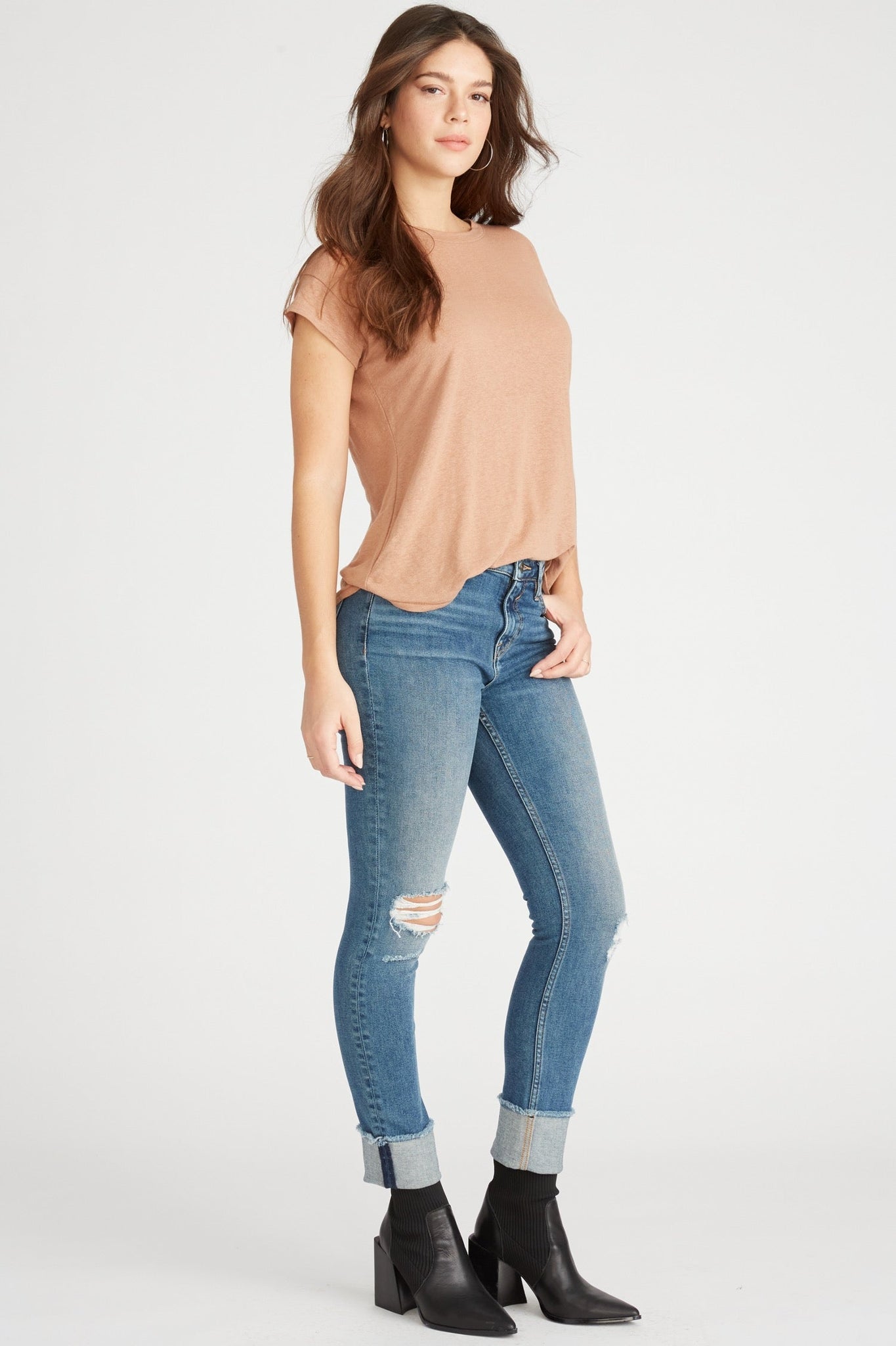 Load image into Gallery viewer, MARLEY MIDRISE STRAIGHT CUFFED - DESTRUCTED MEDIUM WASH