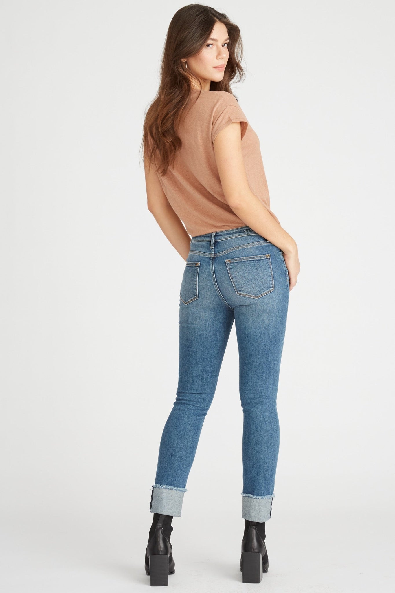 Load image into Gallery viewer, MARLEY MIDRISE STRAIGHT CUFFED - DESTRUCTED MEDIUM WASH