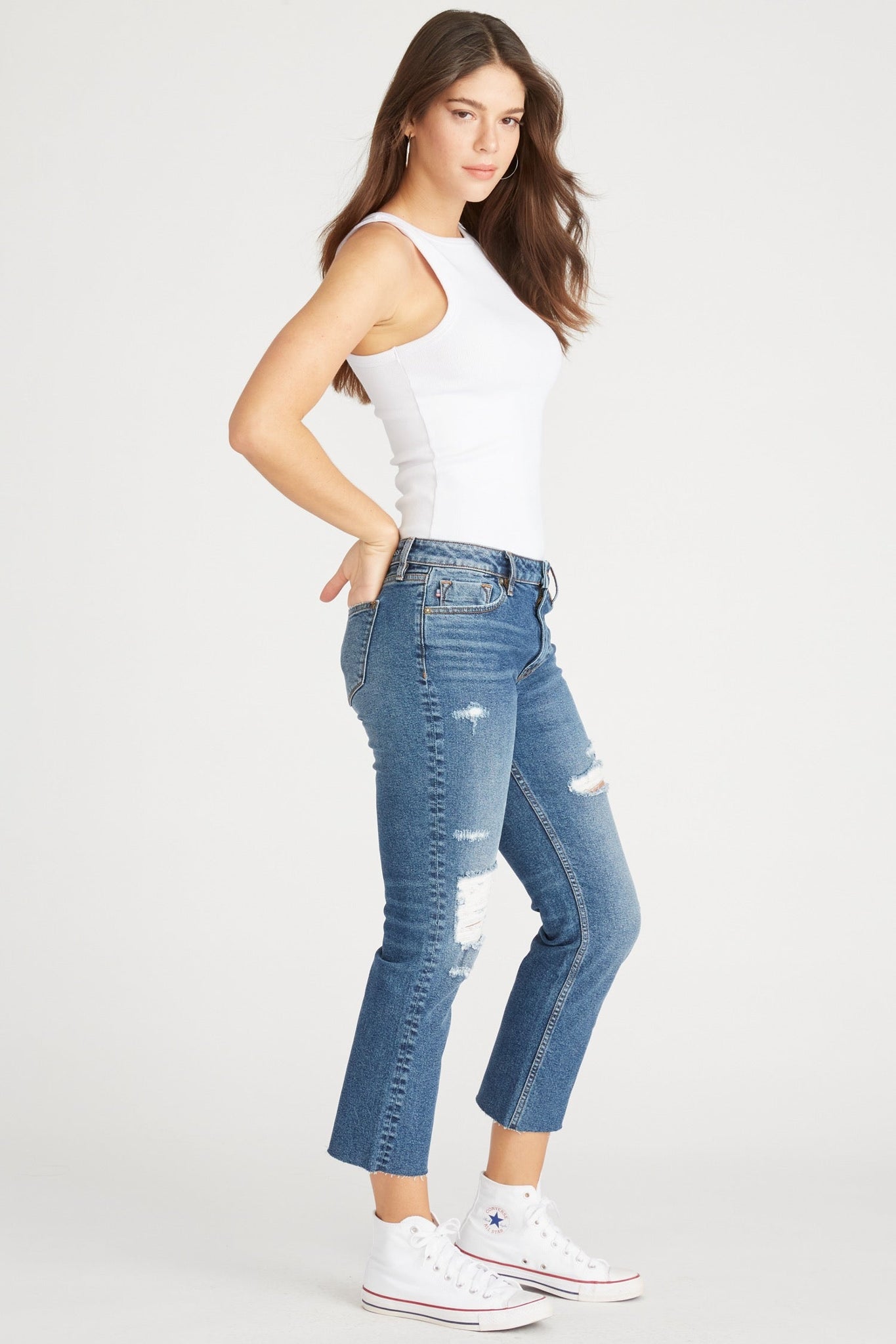 Load image into Gallery viewer, STEVIE CROP STRAIGHT LEG - DARK WASH