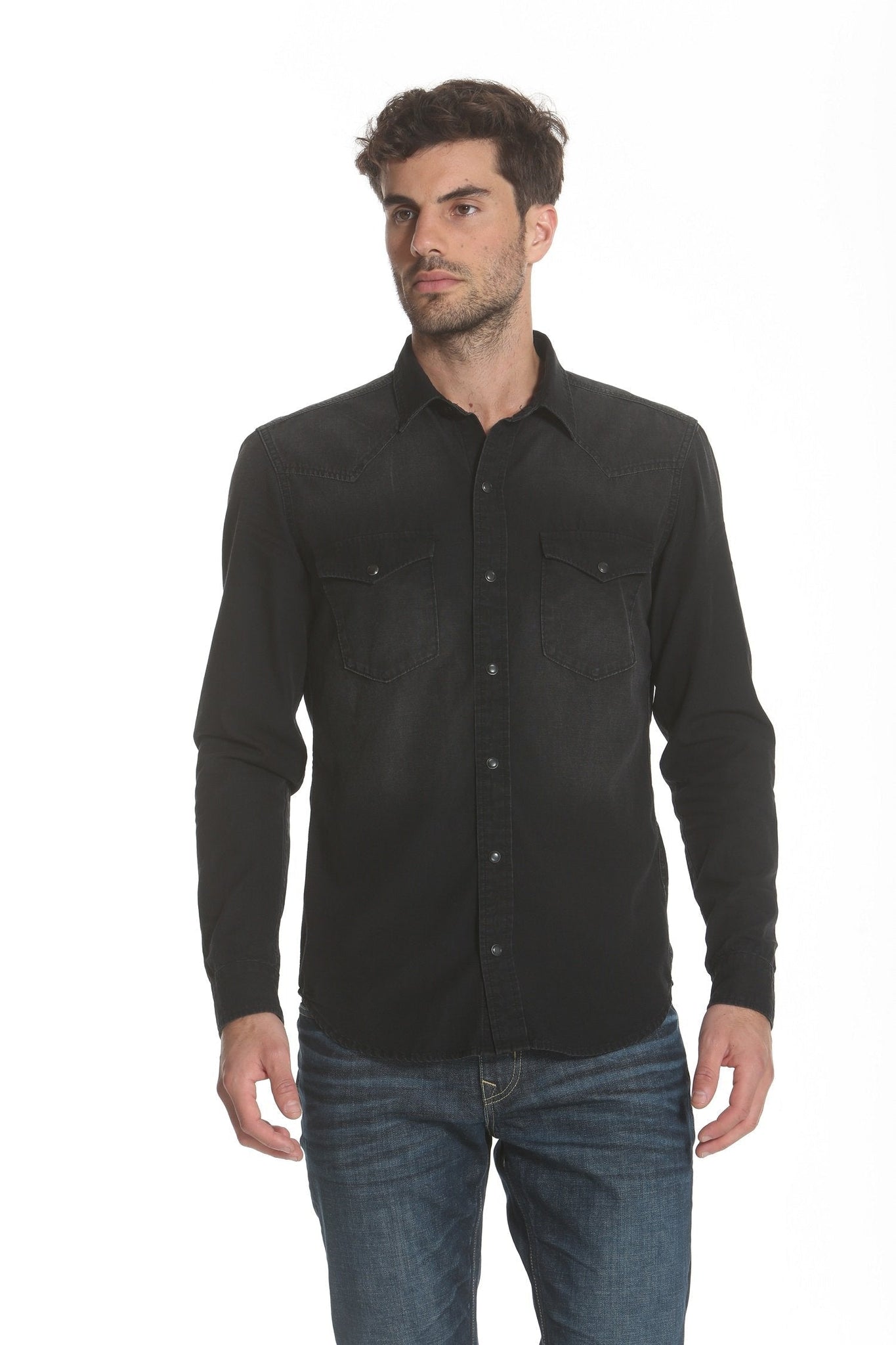 Load image into Gallery viewer, Western Denim Shirt - Black