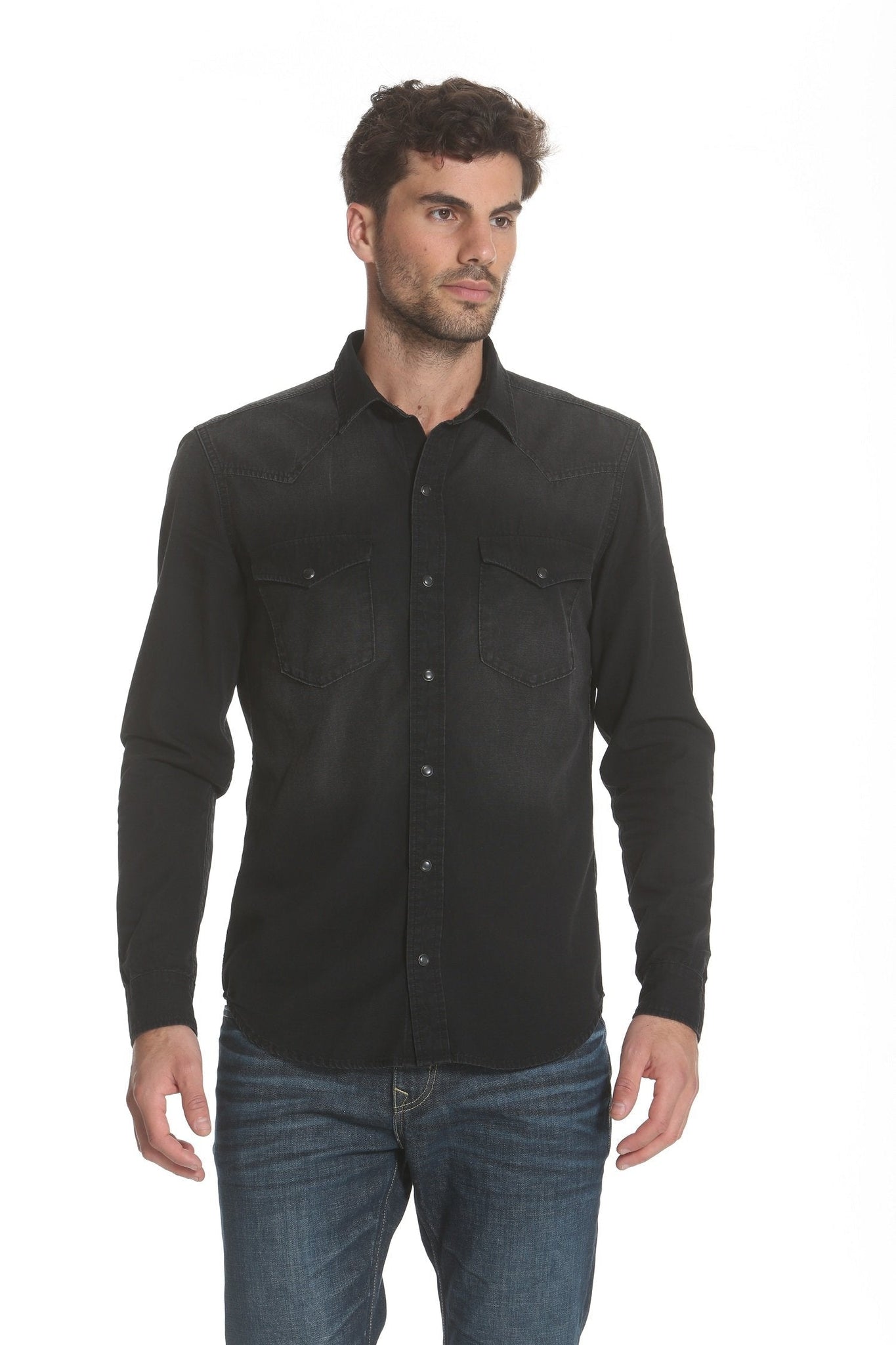 Load image into Gallery viewer, Western Denim Shirt - Black