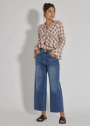 Plaid Ruffle V-Neck Top