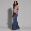 Plaid Ruffle V-Neck Top