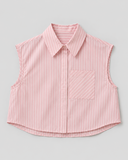 Sleeveless Striped Button Down