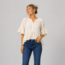 Ruffle Hi Lo Top - Crème