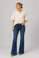 Ruffle Hi Lo Top - Crème