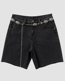 Belted Bermuda Cut Off - Washed Black