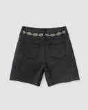 Belted Bermuda Cut Off - Washed Black