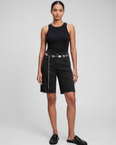 Belted Bermuda Cut Off - Washed Black