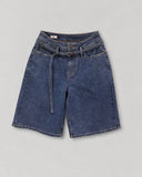 Belted Clean Hem Bermuda - Med Wash