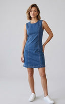 Seamed Denim Mini Dress - Dark
