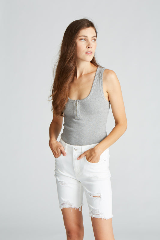 Ace High Rise Bermuda Short - White