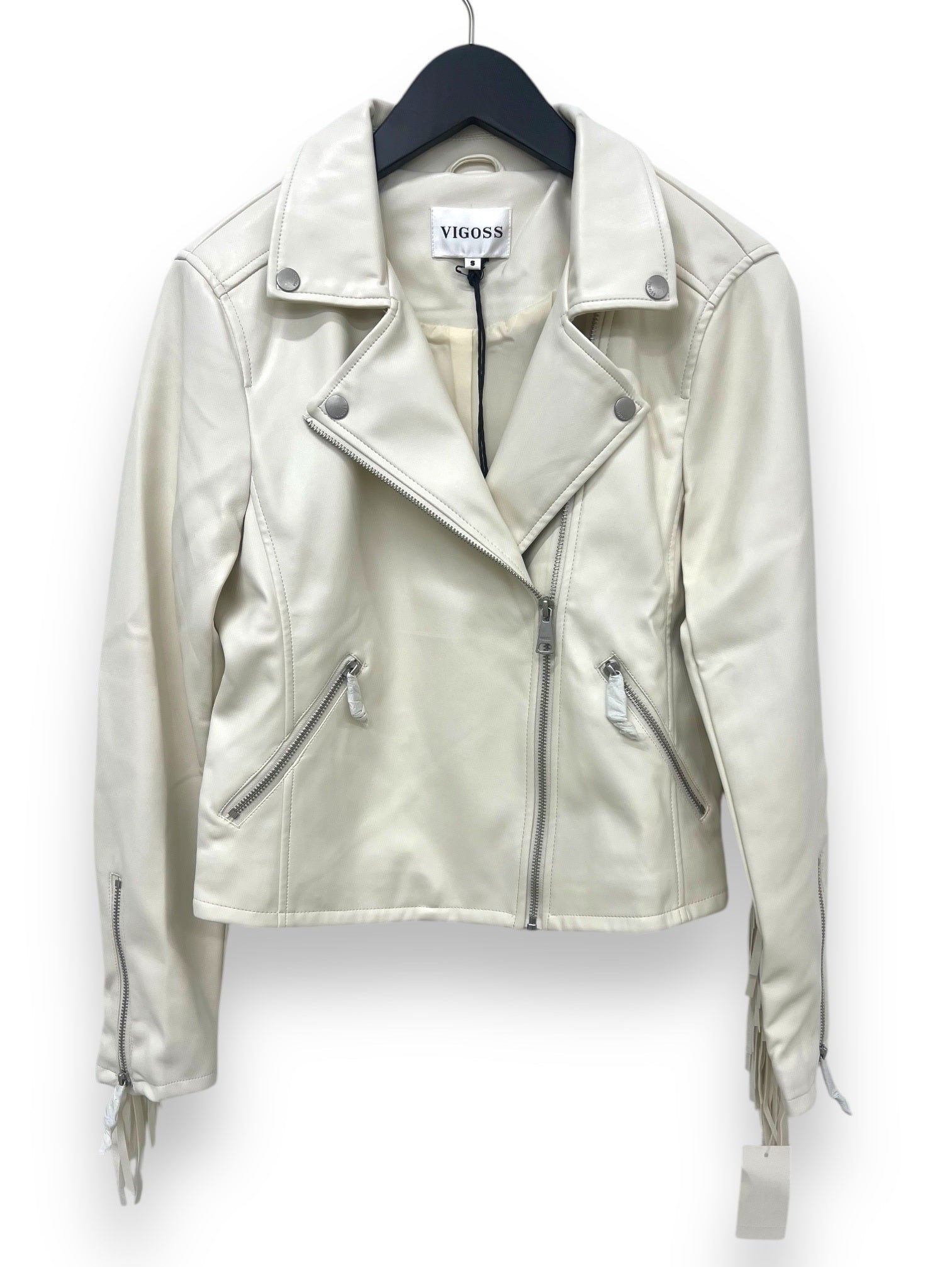 FAUX LEATHER FRINGE MOTO JACKET