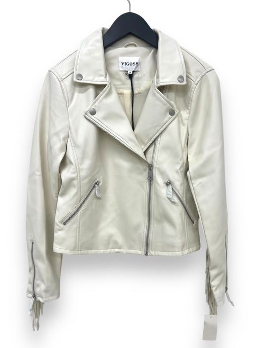 FAUX LEATHER FRINGE MOTO JACKET