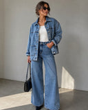 Denim Seamed Shacket - Med