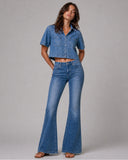 High Rise Trouser Flare  - Dark Wash
