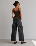 Distressed Cuff Wide Leg - Black