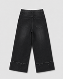 Distressed Cuff Wide Leg - Black