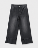 Distressed Cuff Wide Leg - Black