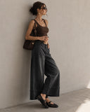 Distressed Cuff Wide Leg - Black