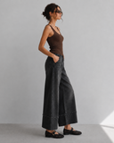 Distressed Cuff Wide Leg - Black