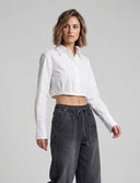 Pleated Button Up Top - White