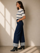 Cuff Wide Leg - Rinse