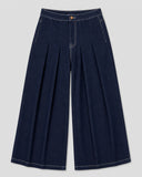 Pleated Denim Wide Leg - Dark