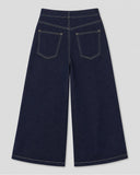 Pleated Denim Wide Leg - Dark
