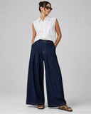 Pleated Denim Wide Leg - Dark
