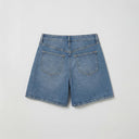 Side Slit Wide Leg Short - Med Wash