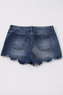 Scallop Hem Short [Plus Size] - Dark Wash
