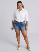 Scallop Hem Short [Plus Size] - Dark Wash