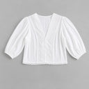 V-Neck Panel Top - White