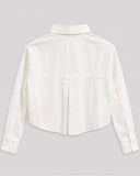 Crop Button Up Top - White
