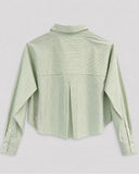 Pinstripe Crop Button Up Top