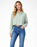 Pinstripe Crop Button Up Top