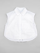 Sleeveless Button Up Top - White
