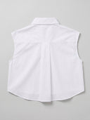 Sleeveless Button Up Top - White