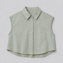 Sleeveless Striped Button Down