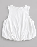 Sleeveless Bubble Hem Top - White