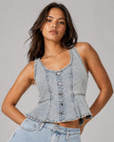 Peplum Denim Top - Light Wash