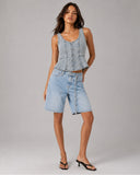 Peplum Denim Top - Light Wash