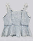 Peplum Denim Top - Light Wash